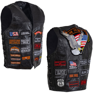 Deluxe Multi-Patch Leather Vest #VM42PP