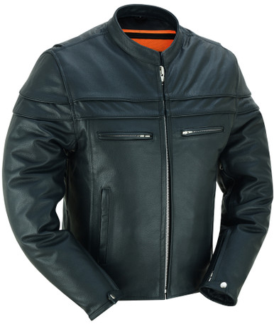 Leather Motorcycle Jacket - Men's - Black - Up To Size 8XL