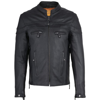 Men's Motorcycle Leather Jacket Black MJ013 main image 1