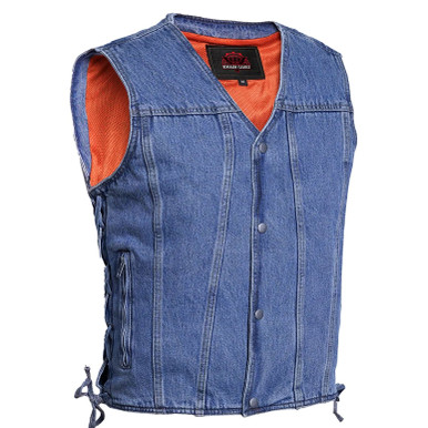 Blue Denim Motorcycle Vest - Men's - Up To 8XL - Seawaves - RM905BU-RC