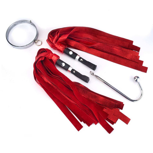 Where will your adventures take you? (Shown Red Metallic Floggers with NutSack Handles.)