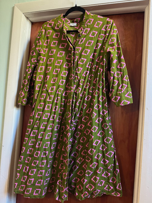 Zuri Dress - Olive Green & Pink