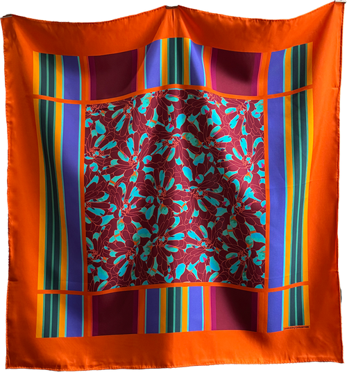 Bloomscape Silk Twill Scarf | Double-Sided 90 cm