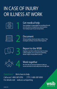 M023 In Case of Injury at Work Poster - 11" x 17"