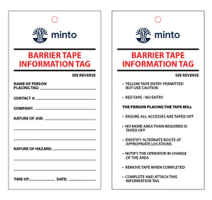 M093 Barrier Tape Information Tag 3.75"x7.25"