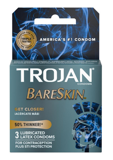 Trojan Bareskin Latex Condoms  3 pk