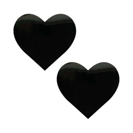 Dom Squad Black Wet Vinyl Heart Nipple Pasties