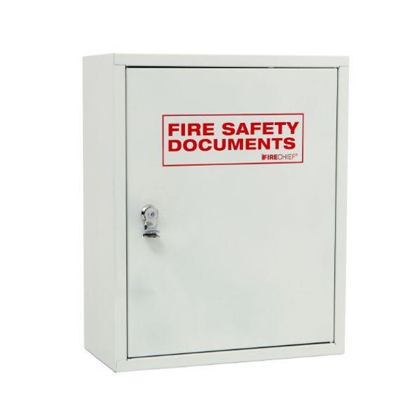 Firechief White document cabinet with seal latch 