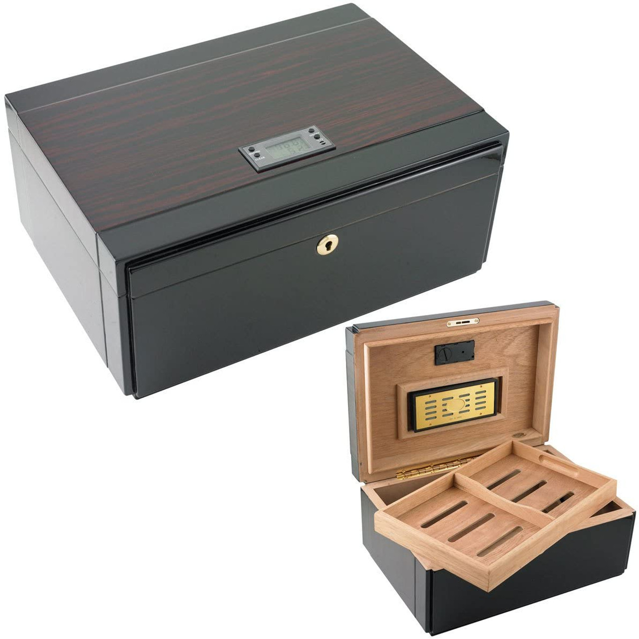 CUBAN CRAFTERS EL EMBAJADOR HUMIDOR W/ DIGITAL HYGROMETER FOR 120 CIGARS