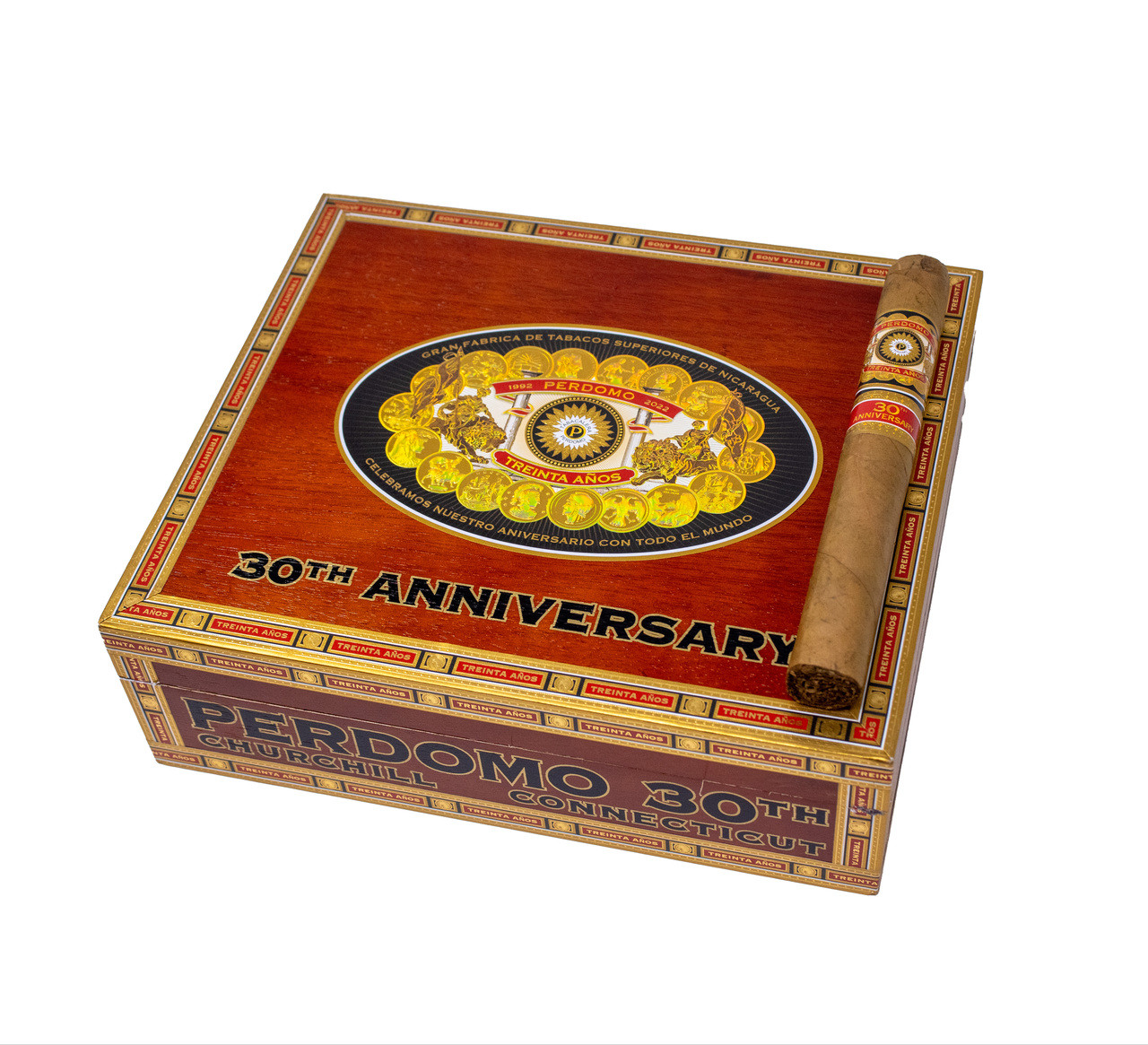 PERDOMO 30TH ANNIVERSARY CONNECTICUT CHURCHILL 7X54 - Cuban
