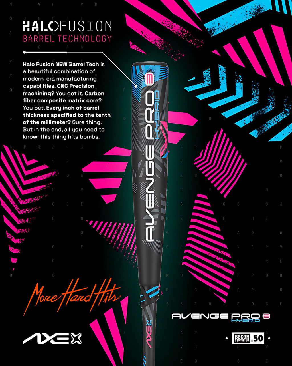 Axe Avenge Pro 3 Hybrid BBCOR Baseball Bat - Axe Handle -3