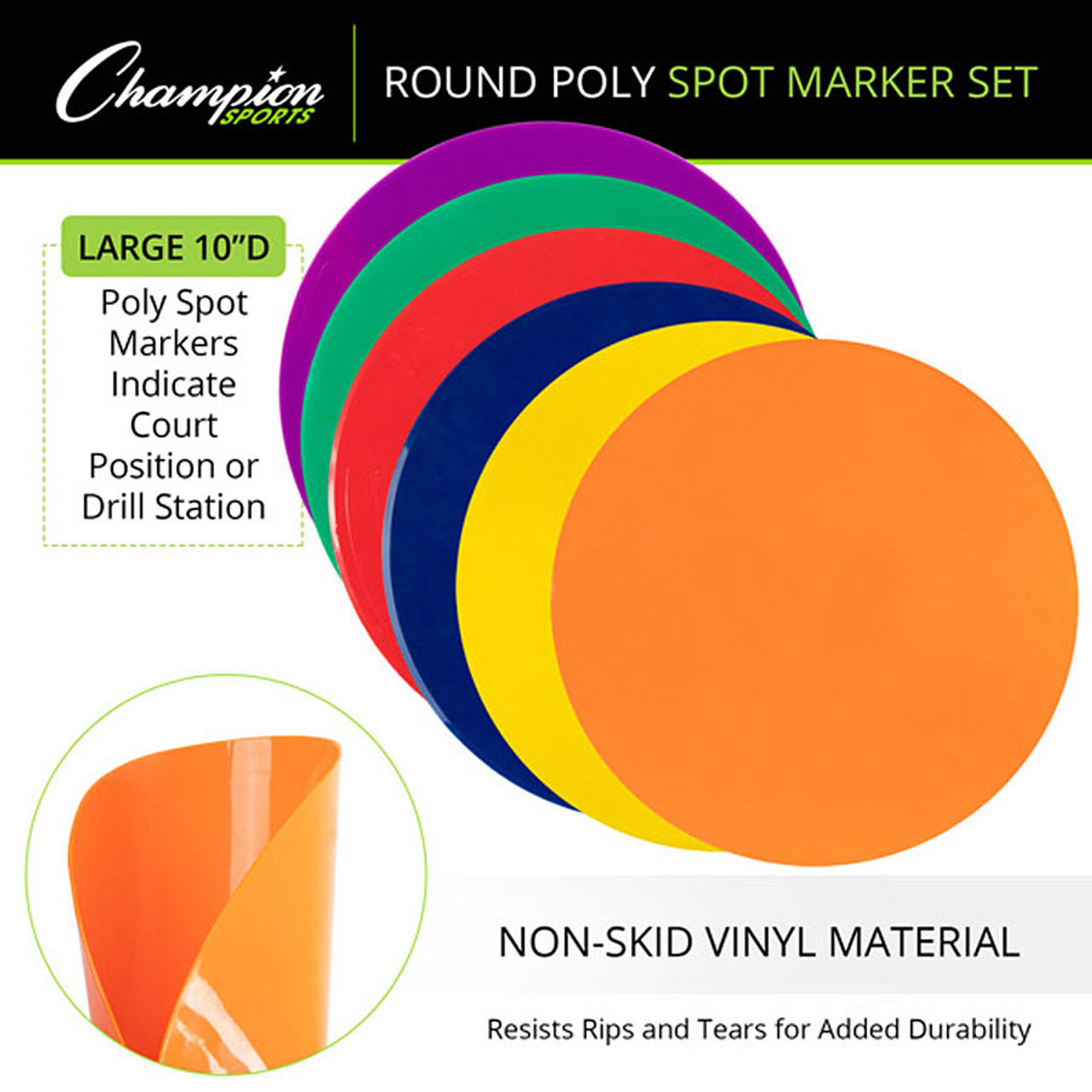 Champion Sports Rainbow Poly Spot Marker Set