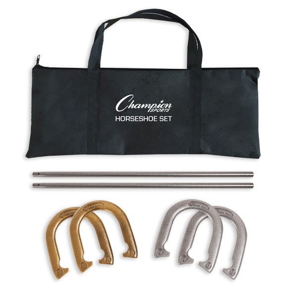 Champion Sports Deluxe Steel Horseshoe Set with Case