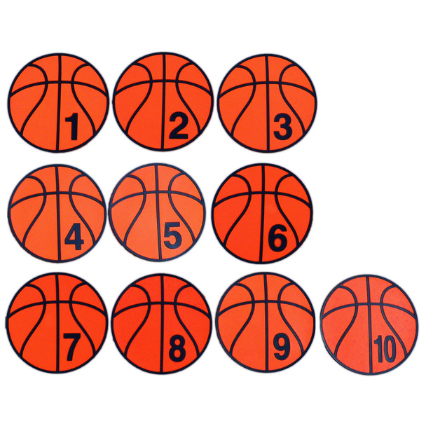 12" Numbered Basketball Poly Spot Set