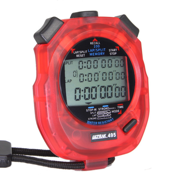 Ultrak 495 Stopwatch - Clear Red (495-RED)