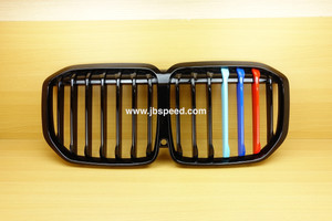 Single Slat Gloss Black with Painted M// Stripes Grills Replacement for G07