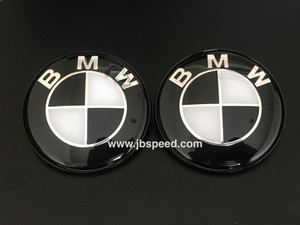 Black & White Emblem Replacement with Painted Black Ring For G80 M3 (Hood + Trunk Set)