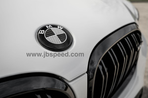 Black Real Carbon Fiber Emblem Replacement with Painted Black Ring For F20/F21/F10/F11/F10 M5/F82 M4 (Hood + Trunk Set)