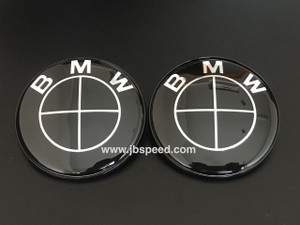 BMW Gloss Black Emblem Replacement with Painted Black Ring For E93/E93 M3 (Hood + Trunk Set)