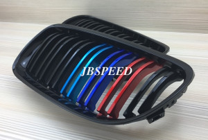 JBSPEED Dual Slat Gloss Black Grills with Metallic Painted M// Stripes for BMW E92/E93 Pre Facelift (Pre Lci)