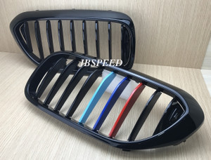 JBSPEED Single Slat Gloss Black Grills with Painted M// Stripes for BMW G30/F90 M5