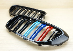JBSPEED Dual Slat Gloss Black Grills with Painted M// Stripes for BMW G30/F90 M5
