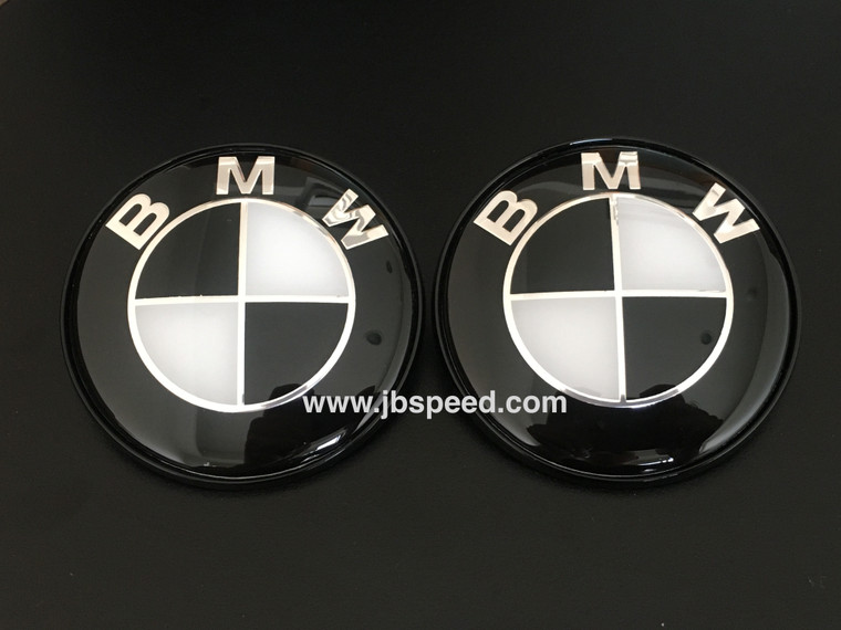 Black & White Emblem Replacement with Painted Black Ring For G42 (Hood + Trunk Set)