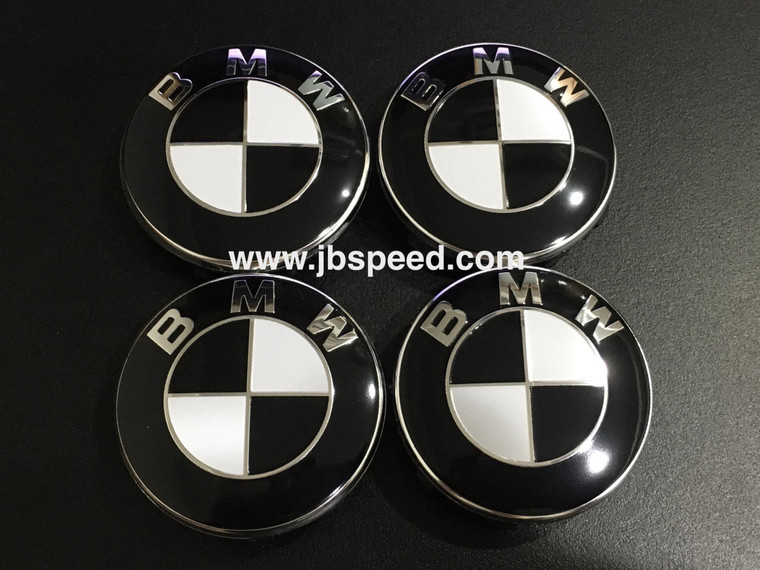 Black & White Wheel Center Cap Replacement Set (68mm)