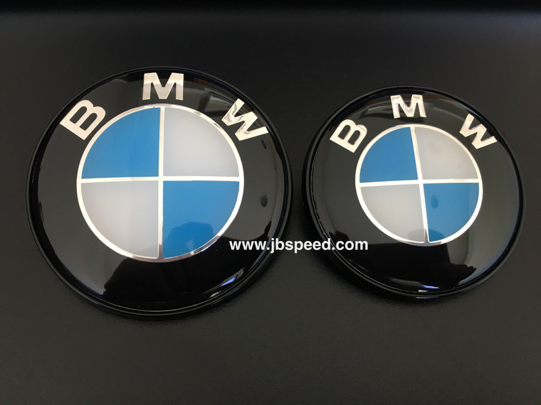 Blue & White Emblem Replacement with Painted Black Ring For E90/E91/E90 M3 (Hood + Trunk Set)