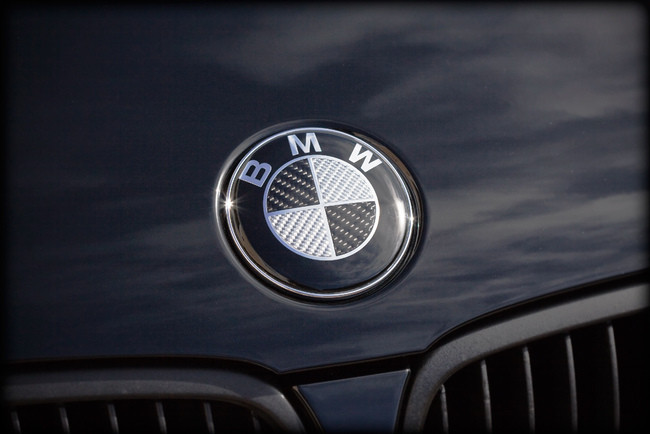 Black Real Carbon Fiber Emblem Replacement with Silver Ring for E90/E91/E90 M3 (Hood + Trunk Set)