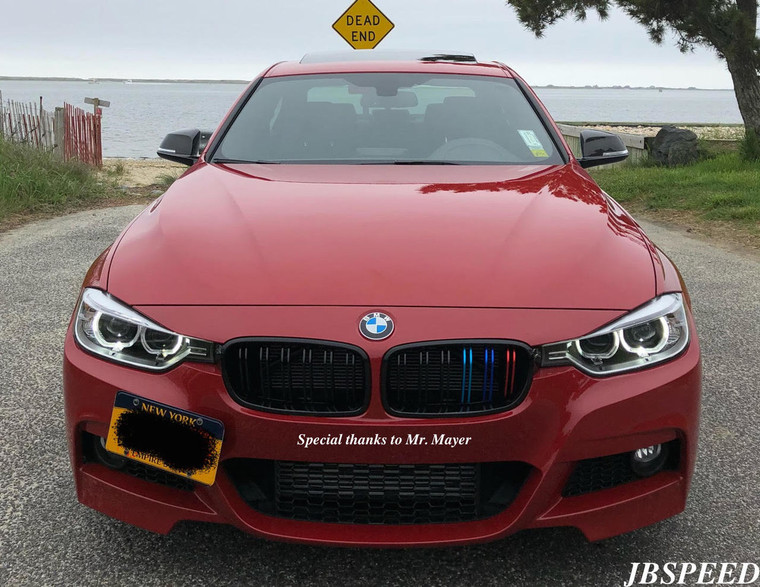 JBSPEED Dual Slat Gloss Black Grills with Metallic Painted M// Stripes for BMW F10/F11