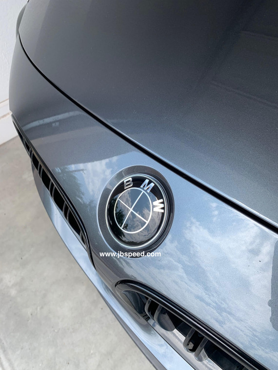 Gloss Black Emblem Replacement with Silver Ring For G45/G01/G02/G05/F95 X5M/F97 X3M/F98 X4M (Hood + Trunk Set)