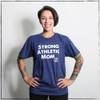 This is the front of the Strong Athletic Mom t-shirt. The color is Tri-Indigo with white words. This shirt is soft and comfy and perfect for all of the Strong Athletic Moms in your life. We created this shirt so that we could help to empower other women, and when their kids see it, they know that moms are strong too. If you have a Strong Mother in your life, here's to her!