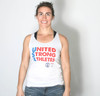 Are you a United Strong Athletes supporter? If your answer is "yes!", well this tank is for you. This Bella and Canvas racerback tank is made from a soft material that is stretchy, but not clingy. Here's the front of the tank. If you take photos of yourself later, be sure to use the hashtag #UnitedStrongAthletes and #strongathletic so we can see you! The athlete in the photo is retired USA skater and Strong Athletic owner Nadia Kean.