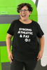 This is the front of the Strong Athletic & Fat T-shirt made by Strong Athletic in collaboration with Chub Club. This shirt came in as a request by Wendy from Maine Roller Derby and since we received it we've heard from #fatletes all over the world telling us how stoked they are for this human positive statement. 