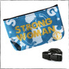 This is the Strong Athletic Woman Light Blue Fanny Pack with Yellow Ink made for Strong Athletic by Flat Track Revolution. The fanny pack, or bum bag, is made out of a durable light blue fabric with the Strong Athletic logo printed in white ink. The words "Strong Woman" are printed in yellow ink over the artwork. Each bag comes with a black adjustable nylon strap. 