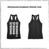 Strong Strong Strong Vertical Racerback Performance Wicking Tank Black with White Ink by Strong Athletic 