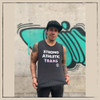 This is the front of the Strong Athletic Trans Crew Neck Muscle Tank. We created this tank for all of the trans athletes who want to wear these words across their chest. Some will never wear this in public, while others will wear this at the gym, at the grocery store or any where else they go. Regardless of where ever you wear it, just know that Strong Athletic is so proud to have you choose this shirt to wear across your chest. $1 from each shirt is donated to Pull For Pride.  #strongathletictrans , #transathlete , #strongtrans , #transpride
