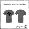 This is the Strong Athletic Austinite Crew Neck T-shirt by Austin, Texas based company Strong Athletic. This shirt is perfect for people who love the state of Texas and want to wear the image of the shirt on their chest. The outline of the state of Texas is well recognized, and that's one of the reasons we love the design of the Strong Athletic Austinite shirts. 