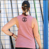 This is the Back View of the Strong Athletic Mom Flowy Muscle Tank Heather Mauve with Black Ink. The Strong Athletic logo is printed between the shoulder blades on the back of this tank. This tank is printed by hand in Austin, Texas by Amanda at the Austin Screen Printer's Coop. Did you know that Strong Athletic is owned and operated by queer women? Our company is also owned by a Strong Mom who likes to support other awesome moms in sports. 