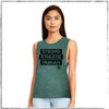 This is the Strong Athletic Human Muscle Tank printed on dark green fabric with black ink. 