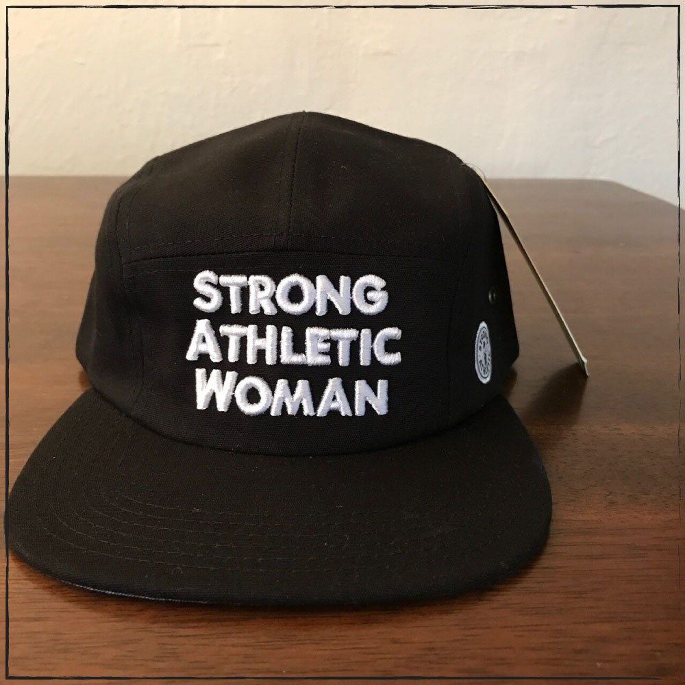 Strong Athletic Woman 5-Panel Black Hat 
