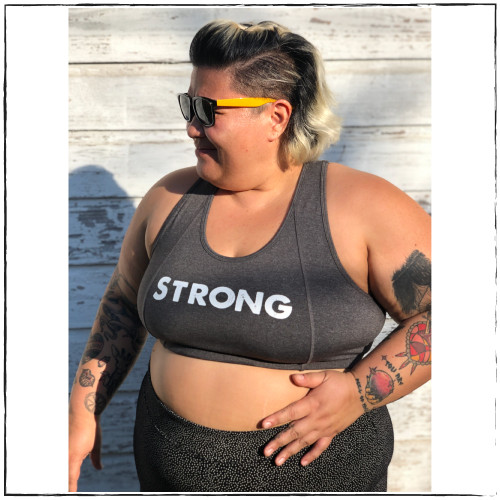 The Perfect Racerback Heather Grey Sports Bra for Strong Humans