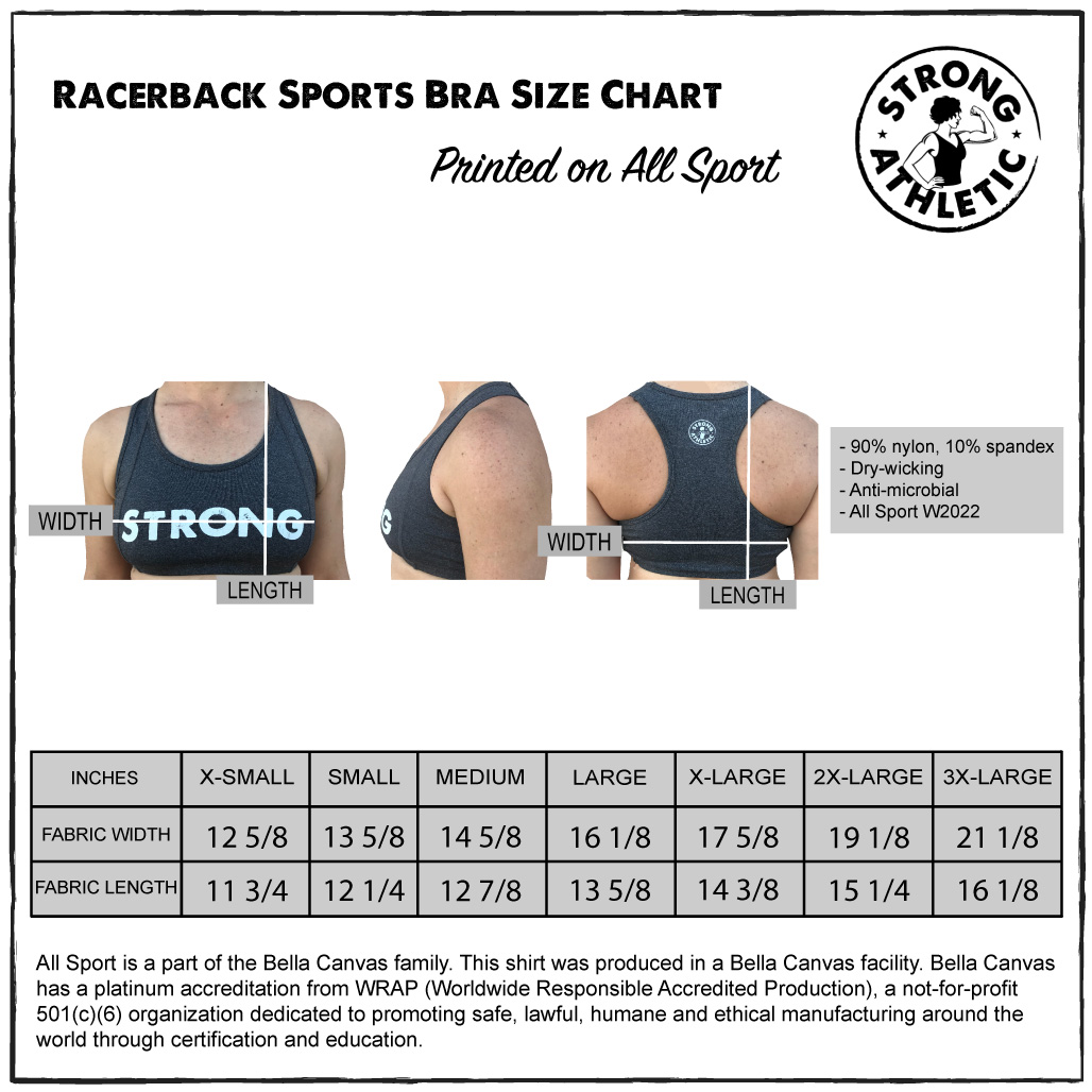 The Strong Bra All Sport Sports Bra Style Number W2022 Size Chart