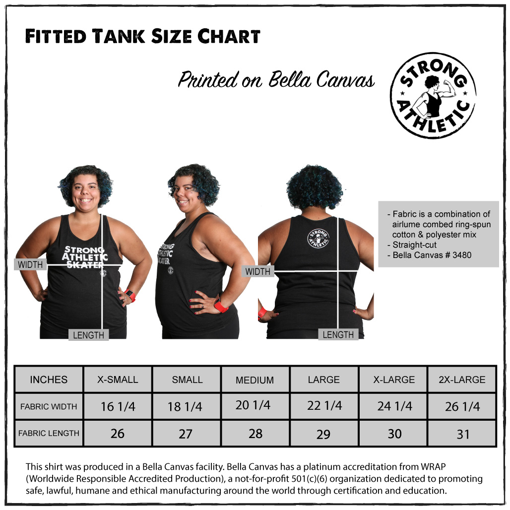 Bella + Canvas 3480 Size Chart - Bella Canvas Unisex Jersey Tank Size Chart  - Bella Canvas B3480 - Bella and Canvas Tank Top Size Chart