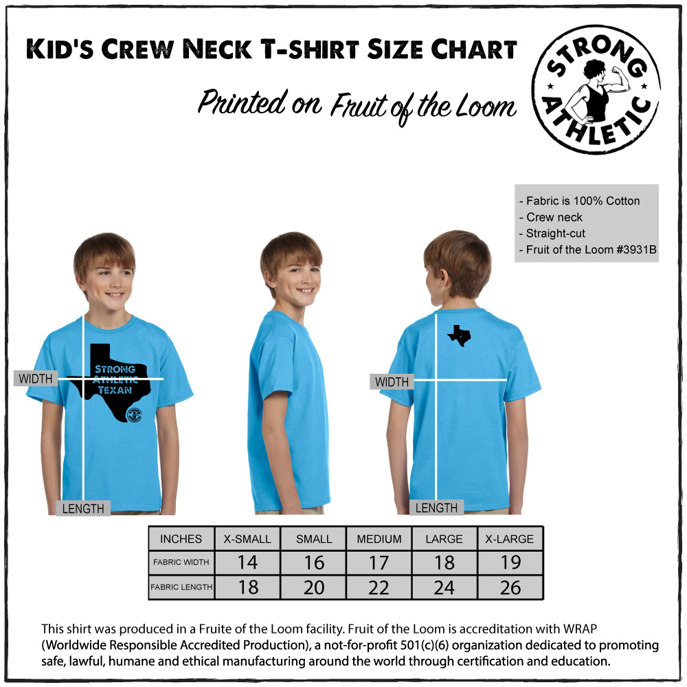 Youth fruit of deals the loom size chart