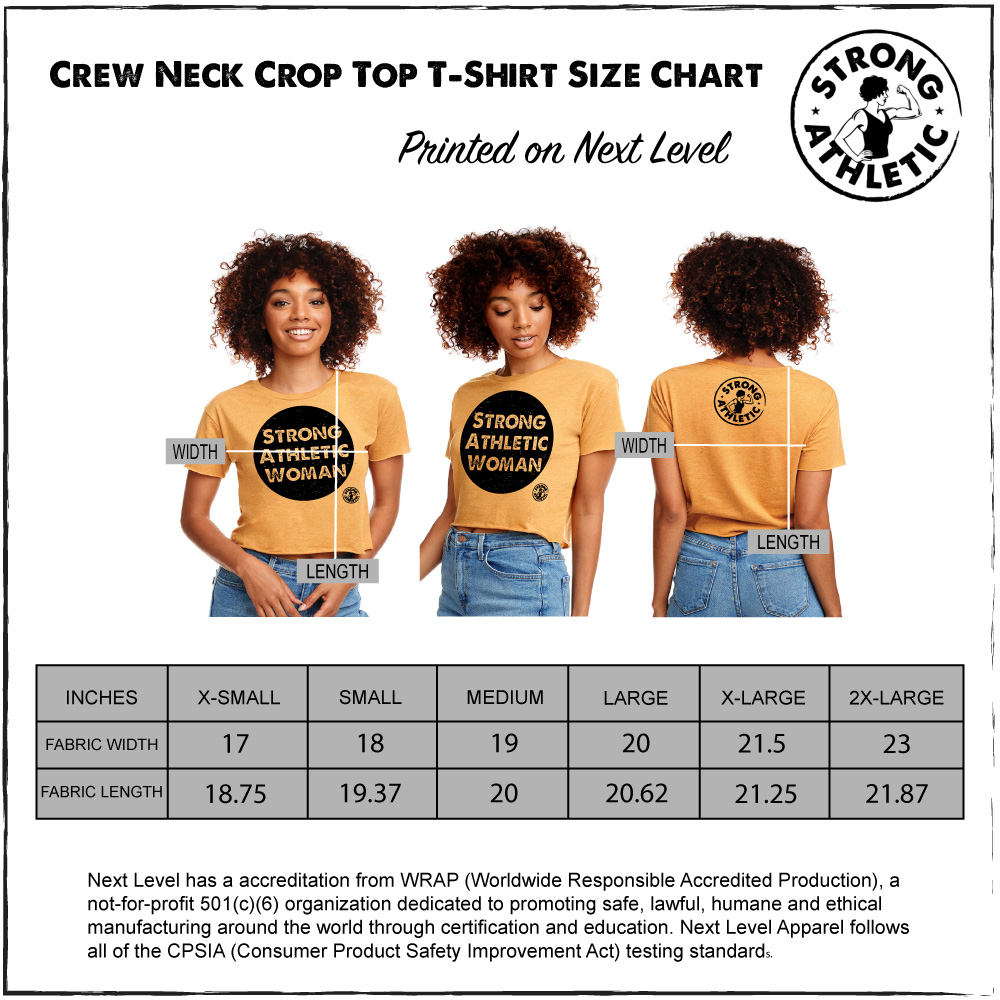 Size Chart Womens Crew Sweatshirt