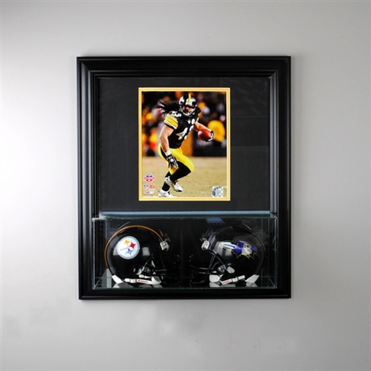 Wall Mounted Triple Mini Helmet Glass Display Case – 3 Colors, UV Protected, Free Shipping, NFL Football