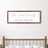 Framed Family Name Sign Print with First Names - Personalized and Printed on High Quality Canvas Paper