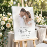Personalized Wedding Welcome Sign – Half Photo Style | Framed Canvas, Wrapped Canvas & Foam Board | 3 Sizes